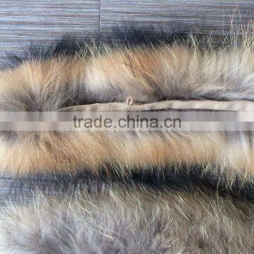 YR300 Hot sale natural color detachable raccoon fur trim for hood