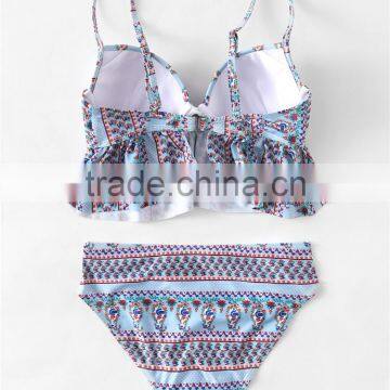Women'S Tassel Padded Push Up Halter Bikini Tankini Swimsuit Women photo-2