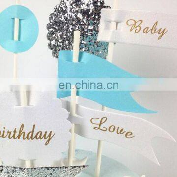 Hot Sale DIY Blue and Glitter Happy Birthday Cake Topper Set Cake Decor photo-2