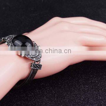 Retro Exaggerated Alloy Multicolor Gemstone Bracelet, Enamel Fashion Jewelry Bracelets, Onyx Bracelet photo-4