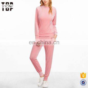 Custom crew neck sweatshirt with pants velvet suits designs plain sweat suits women