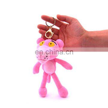 Pink soft plush stuffed panther animal custom toy keychain