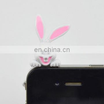 Wholesale Funny decorated bunny animal custom cell phone ear cap anti dust plug MCD-0042