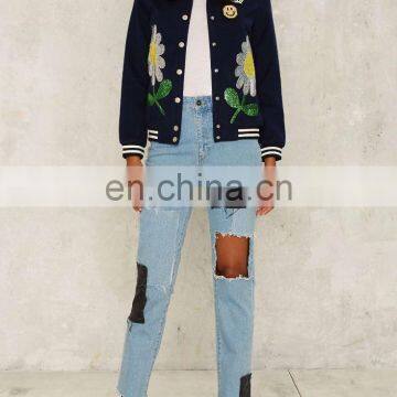 2016 Women Hot Sale Sequin Jacket Women Bomber Autumn Outwear China Wholesale Clothing for Women Polyester Navy Blazer photo-5