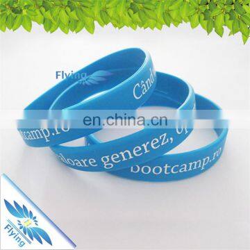 Fashion Unisex Silicone Wristbands Rubber Bracelet / embossed color filled silicone hand band