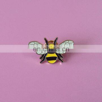 custom cute bee shape lapel pin badge with butterfly clutch