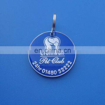 High quality double-sided embossed logo blue color background dog tag for pet