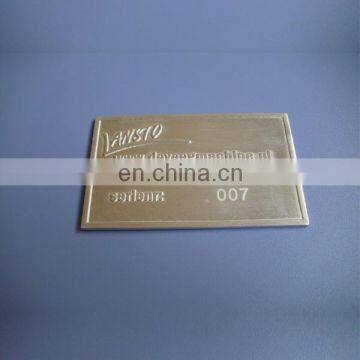 custom alloy aluminium embossed metal name plate sticker