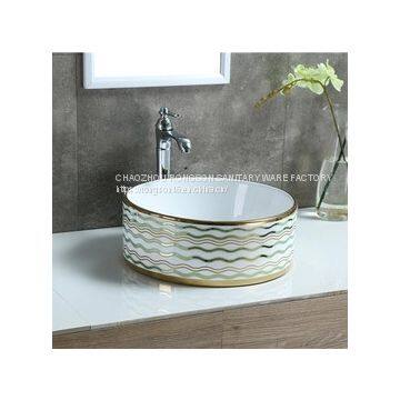 Bathroom colorful high quality simple new design round shape ceramic hand wash basin for hotel from chaozhou china