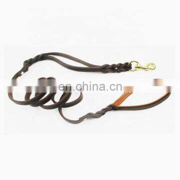 Wholesale Double Handle Dog Leash Copper Hook Leather Rope Dual Pet Leash