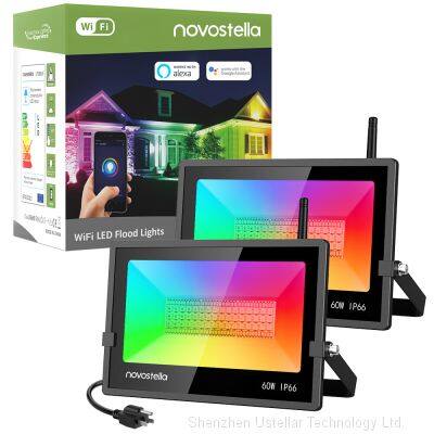 60W Tuya Smart LED Flood Lights WiFi Wireless RGBCW Multi Colors IP66 Outdoor LED Flood light Work with Alexa/Google home