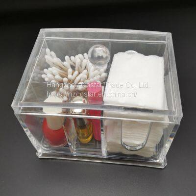 Cotton Pads Holder Makeup Organizer Cosmetics Makeup Cotton Swab Holder 4 Sections photo-2