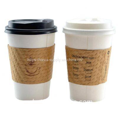 Single Wall Paper Coffee Cup with Lid and Sleeve