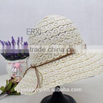 Wholesale Design Summer Beach Paper Foldable Straw Hat For Ladies photo-2