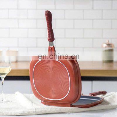 Induction Friendly Camping Flat Cooking Gas Non Stick Korean BBQ Double Side Grill Pan