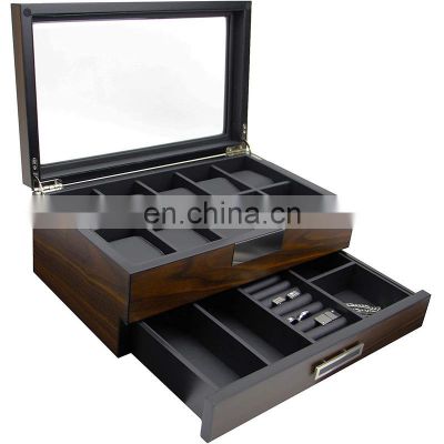 Watch Jewelry Storage Box custom glass skylight visual wooden Watch Display Storage jewelry box