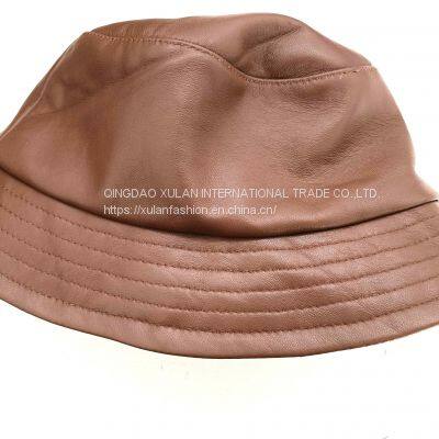 Women's Genuine Sheepskin Leather Bucket Hat photo-3