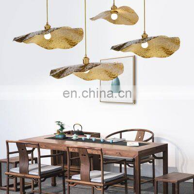 Lotus Leaf Metal Chandelier Stair Pendant Light for Tea Room Hotel Decoration Luxury Ceiling Chandelier