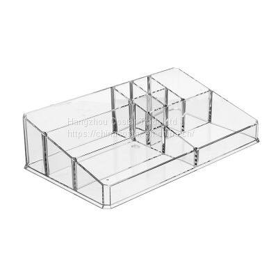 Makeup Organizer, Clear Makeup Storage Box Thick Plastic Organizer Tray 9-Compartment Comestics Counter Organization Holder for Brush, Jewelry, Beauty Supplies photo-2