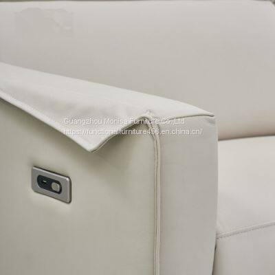 Modern Minimalist First Layer Cowhide Living Room Sofa Armrest Creative Design Leather Functional Sofa Combination photo-5