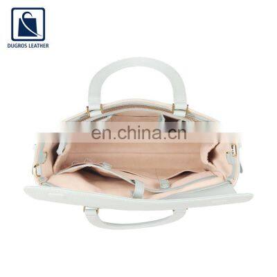 Hot Selling Gold Fittings Fashion Style Zip Closure Type Luxury Genuine Leather Handbag for Women
