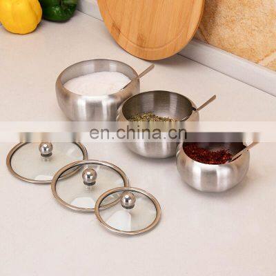 Affordable Container Silver Salad Small Customized Wholesale Metal Salt Spoon Stainless Steel Lid Sugar Bowl photo-5