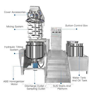 High Shear Industrial Cosmetic Cream Mayonnaise Making Toothpaste Mixing Equipment Vacuum Homogenizer Emulsifier Mixer Machine