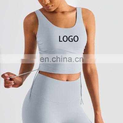 Fashion Both Side Drawstring Yoga Bra Top Sexy Workout Running Activewear Yoga Crop Top Women Gym Sports Training Vest