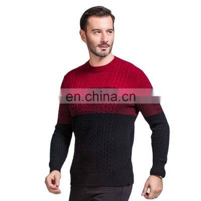 Customized Merino Wool Men's Pullover Sweater Knitted Retro round Neck with Crew Neck Mixed Colors for Winter