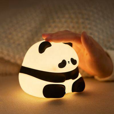 New Cute Animal Lithium Battery Operated Silicone Timer Night Light Baby Lamp Silicone Panda Night Light for Gifts photo-2