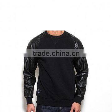 leather sleeve sweatshirt