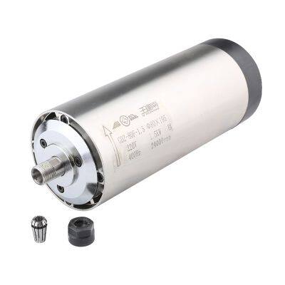 CNC Spindle 1.5Kw 220V 380V Air-Cooled Spindle Motor Φ80x195 ER11 Chuck 4 Bearing For CNC Router Woodworking Engraving Machine photo-2