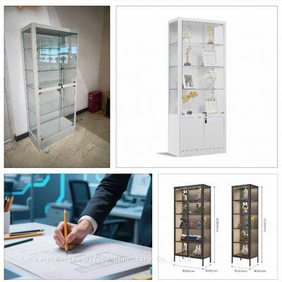 Tall Glass Display Cabinet With Adjustable Shelves for Collectibles, Art Pieces, and Retail Products photo-5