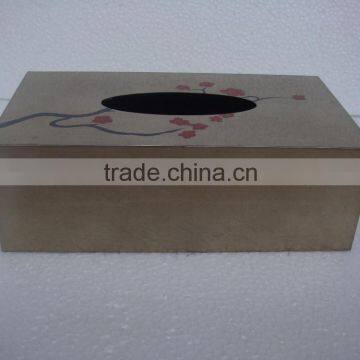 High quality best selling lacquer rectangle metallic gold with flower tissue box from Vietnam