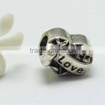 Wholesale Pdora Heart Shape Hole Beads Accessories, Lead Free Nickle Free Zinc Alloy Large Hole Beads photo-2