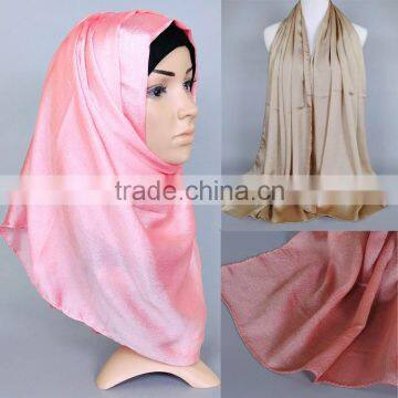 Wholesale Best Selling Shining Plain Hijab Silk Tudung Scarf                        
                                                Quality Choice