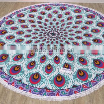 Hippie Mandala Beach Throw Round Yoga Mat