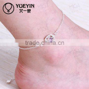 2015 latest design ankle bracelet charm silver chain crochet anklets                        
                                                Quality Choice