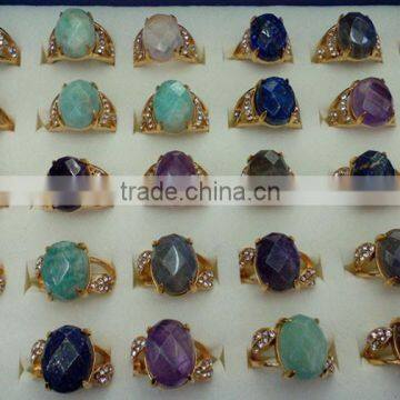 RG1084 Wholesale Faceted Natural Gem Stone Oval Rings photo-3