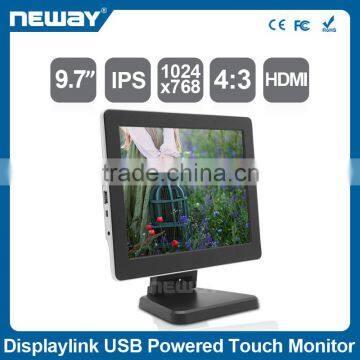 9.7 inch USB Powered IPS LCD Touch Screen Monitor with high brightness and full view angle