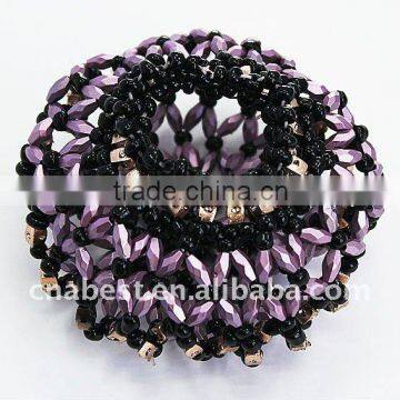 Fashion Scrunchies With Black and Purple Beads,hairband
