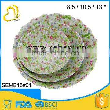 The latest hot style melamine rim flower serving bowl set