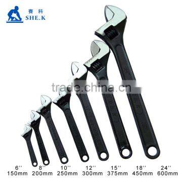 Black carbon steel handle adjustable wrench