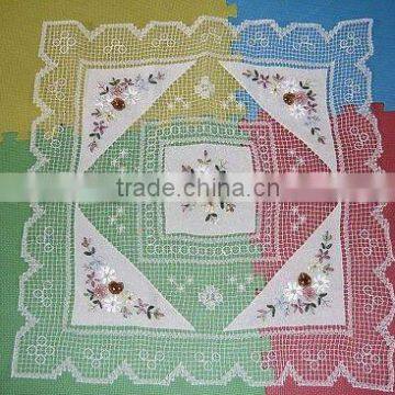 MZ New design Tuscany Lace Table Cloth with ribbon embroidery