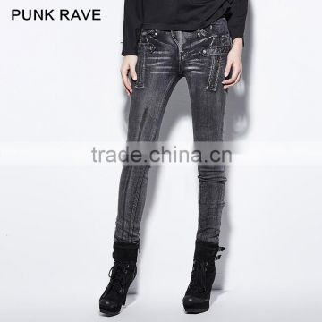 PK-075 Old Design Black Sexy Composite Pile Old Feeling Ladies Jeans Top Design