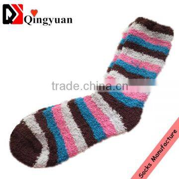 popular design high quality OEM service woman microfiber strip terry thick breathable cotton socks