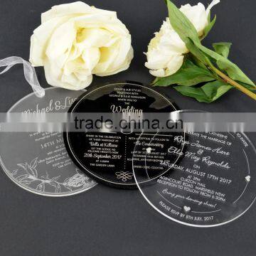 Mirror Silver and Gold Engraved Circle Wedding Invitations