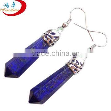 pencil case shape Fashion gems jewelry lapis lazuli earrings