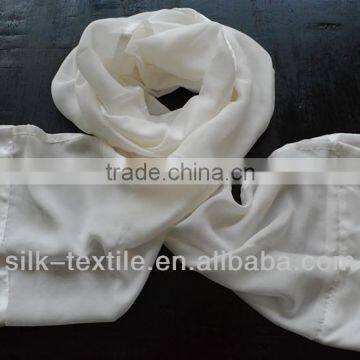 silk chiffion scarf with silk crepe satin border