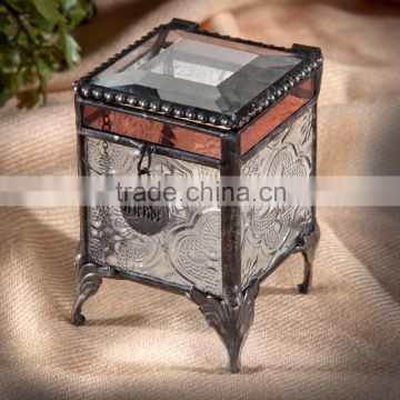 Small glass box, Jewellery box, Decorative storage box